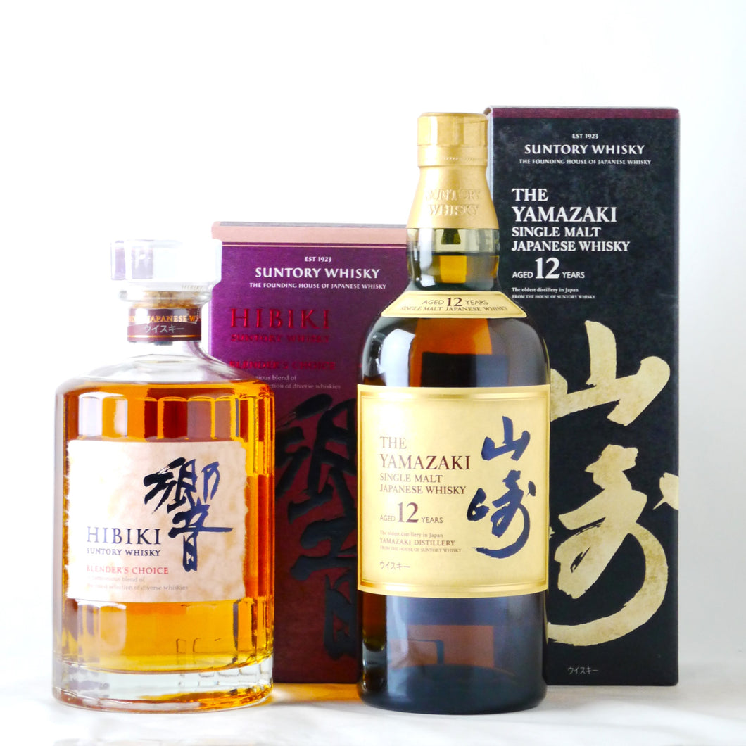山崎12年&響ブレンダーズチョイ　セット　　　　　　カートン(化粧箱)付きです。 カートン入り・2本セット】サントリー ウイスキー 山崎 12年・響